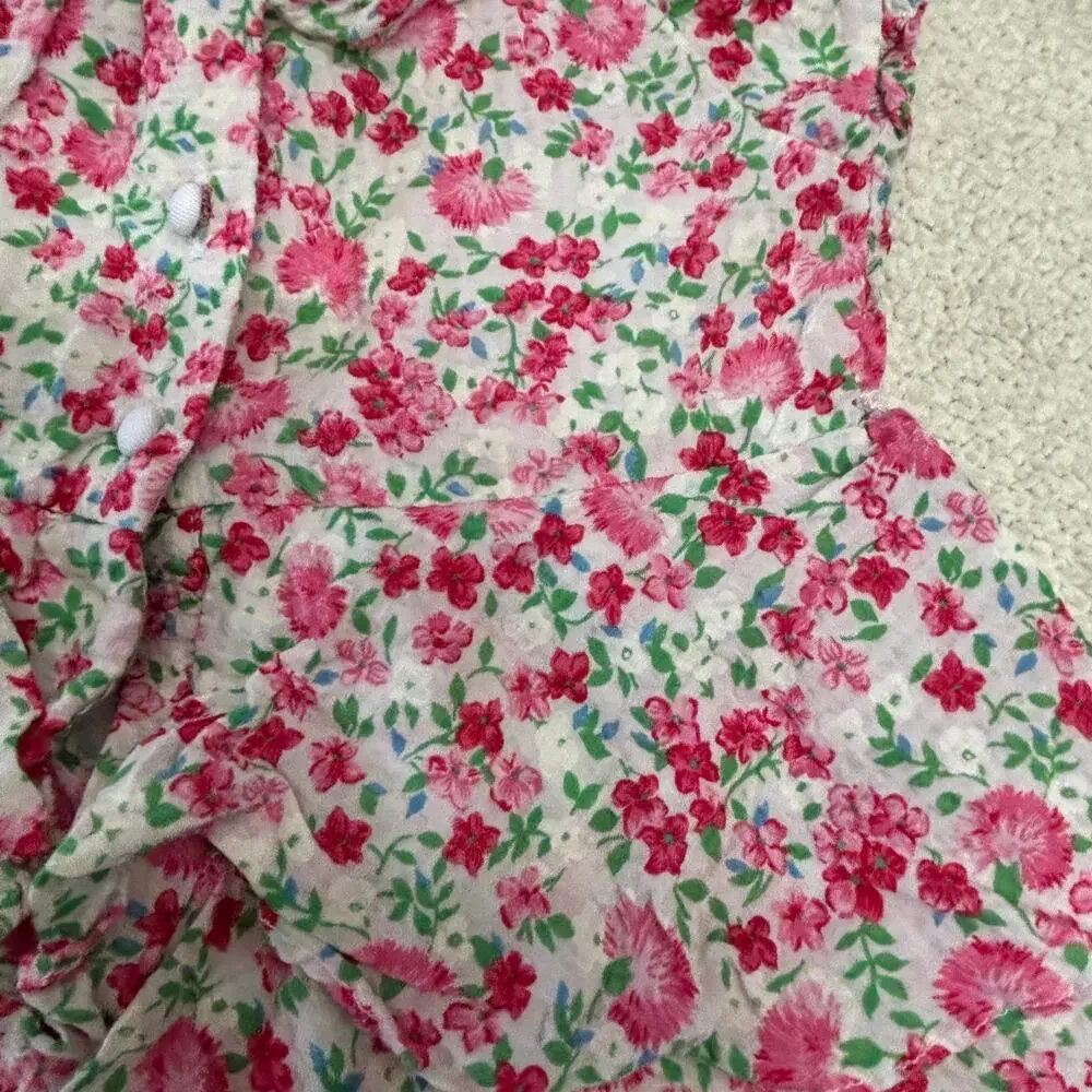 Vintage Ralph Lauren Dress Girls Baby 18M Pink Floral Ruffle Tiered Cotton